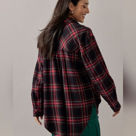 Francesca's Dianna Christmas Plaid Button Down Top Size XL - Picture 9 of 12